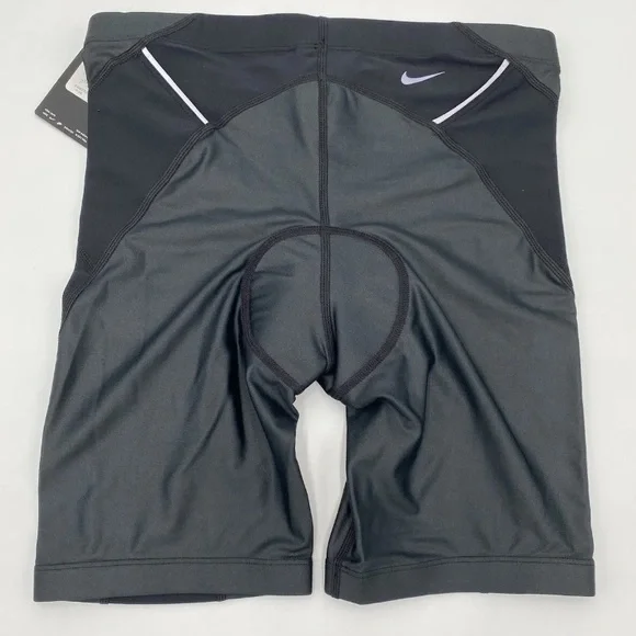 NWT [Nike] Cycling Padded Triathlon Shorts w/ Drawstring Black/Grey Womens Sz XS - Picture 2 of 6
